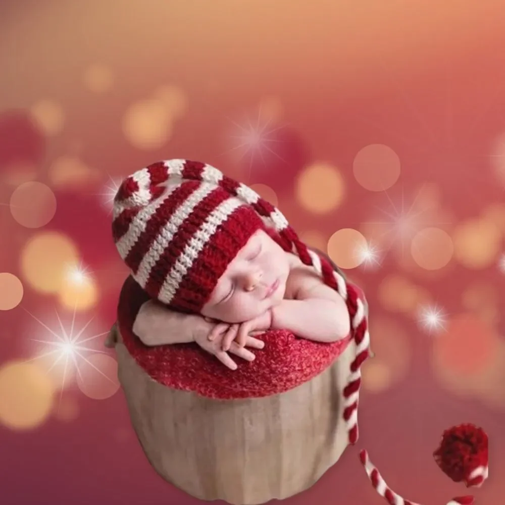 NEW Newborn Infant Red White Crochet Santa Claus Knitted Pom Beanie Hat